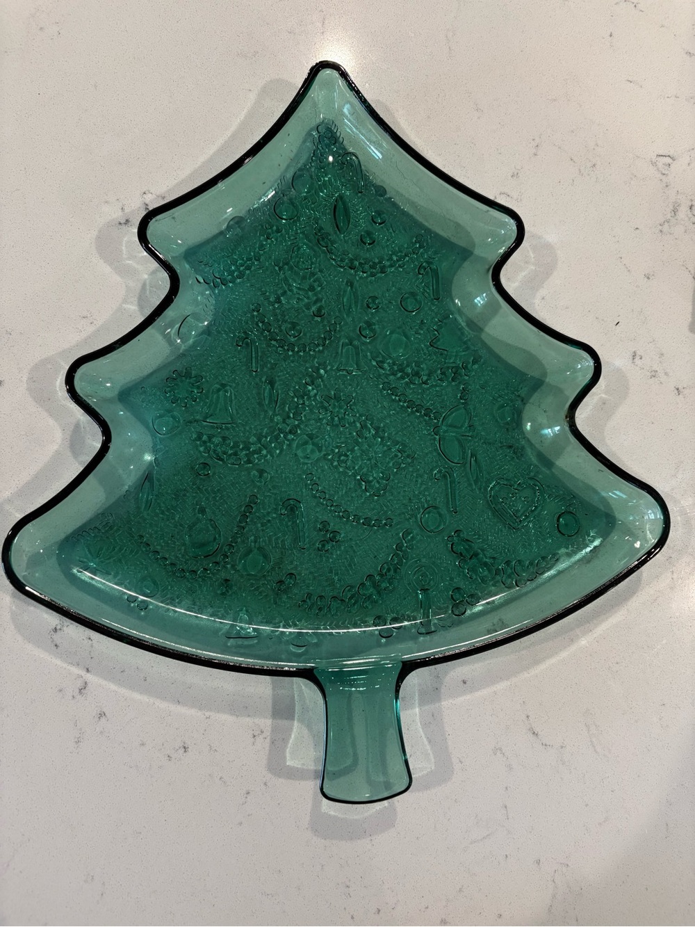 Holiday Tree Indiana Glass Serving Tray - Green